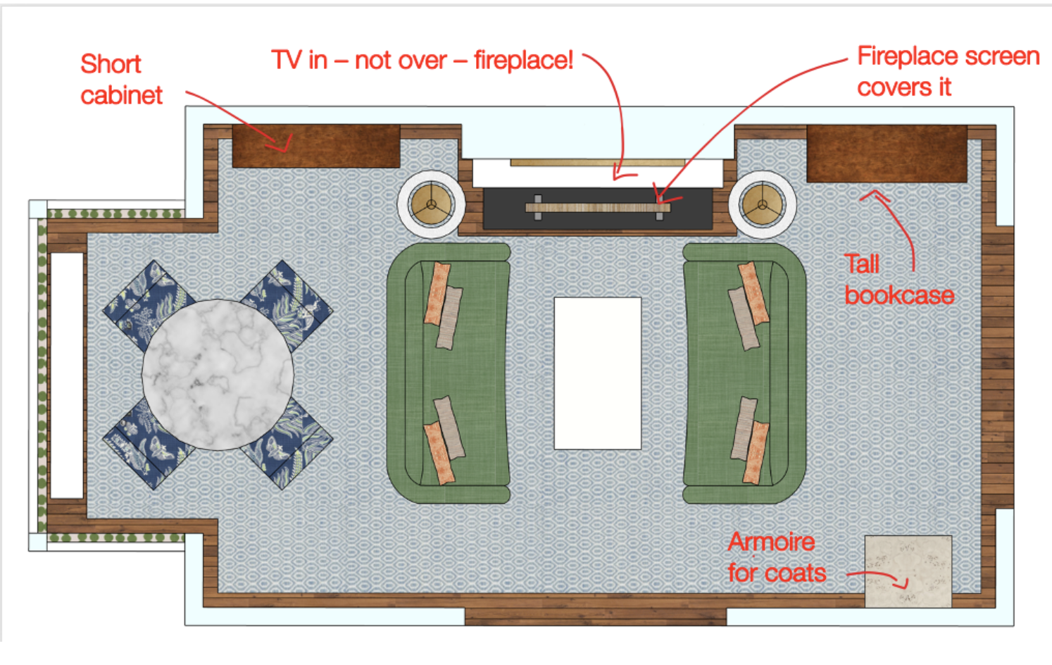 Furniture layout plan in color